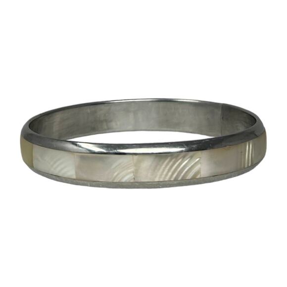 Vintage Mother of Pearl Bangle Bracelet Cruise Vacation Island Beach Boho Indie - Picture 4 of 13